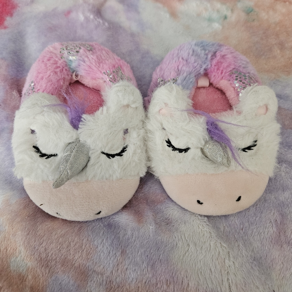2/$6 Carter's Size 4 Toddler Unicorn Plush Slippers